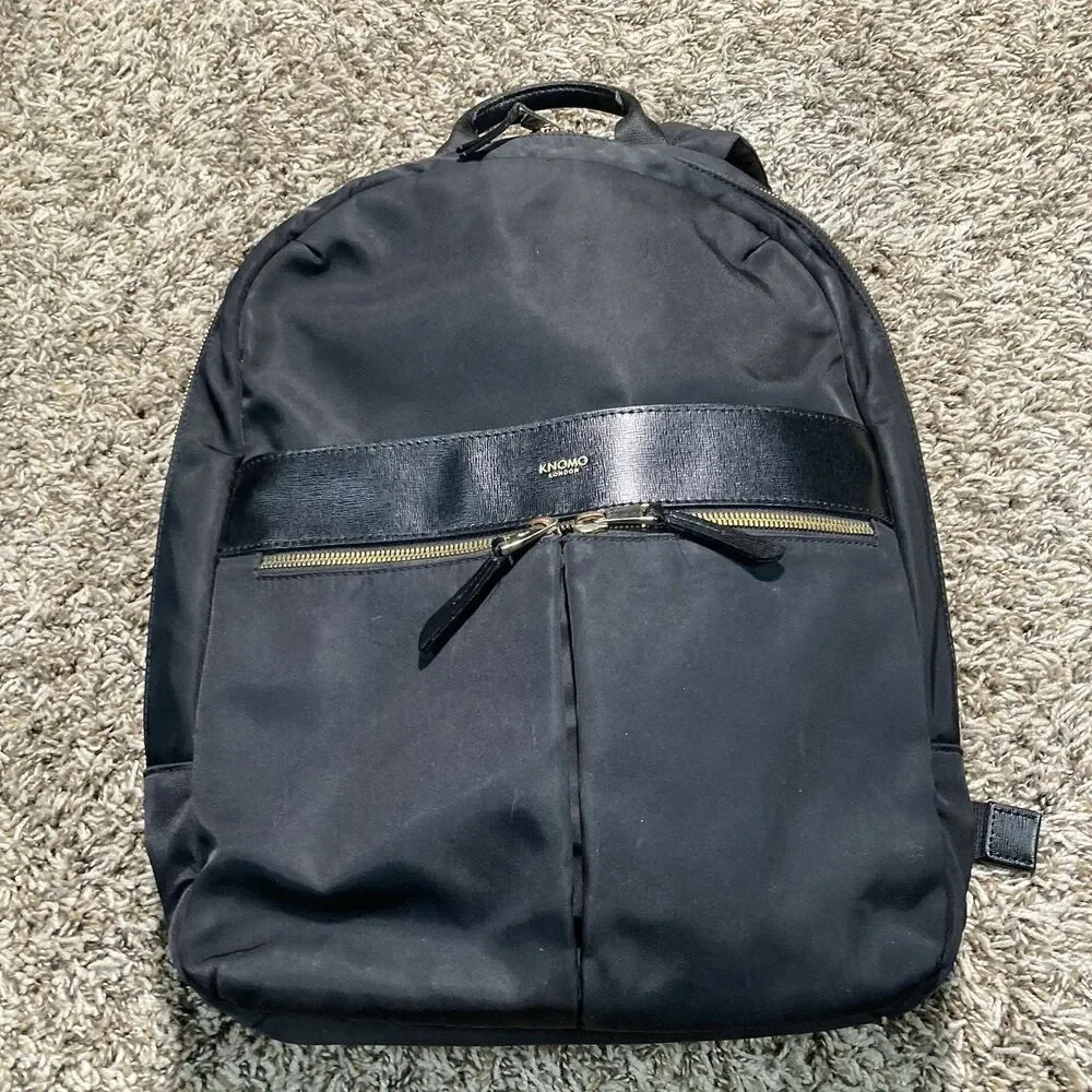 Knomo Black Mini Shoulder Straps Backpack Bag water resistant nylon padded